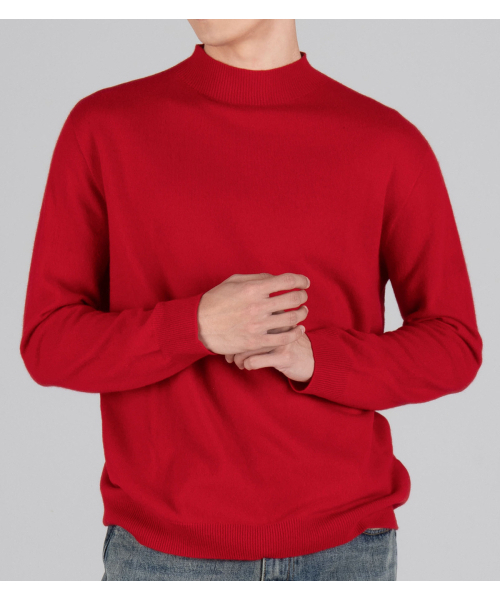 BUTTON SEOUL(ボタンソウル)の「ウールブレンドモックネックニット(レッド)(ニット/セーター・メンズ・その他・MEDIUM/LARGE/X-LARGE)」の6枚目の写真
