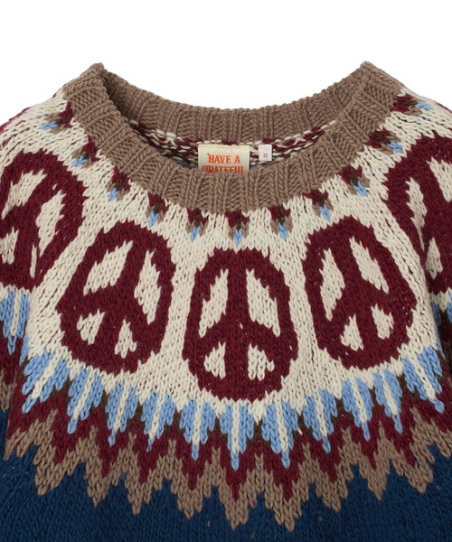 セール】(HAVE A GRATEFUL DAY)PEACE PATTERN KNIT CREW（ニット