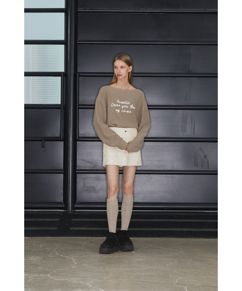ANOETIC(アノエティック)の「GOLD LOGO MINI SKIRT_IVORY(スカート・レディース・アイボリー・SMALL/MEDIUM)」の2枚目の写真