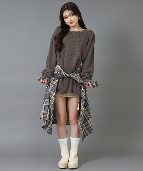 ANAP（アナップ）の「ピグメント 刺繍 スウェット プルオーバー（スウェット・レディース・ダークアッシュ/ブラウン/ライトグレー・F）」の15枚目の写真