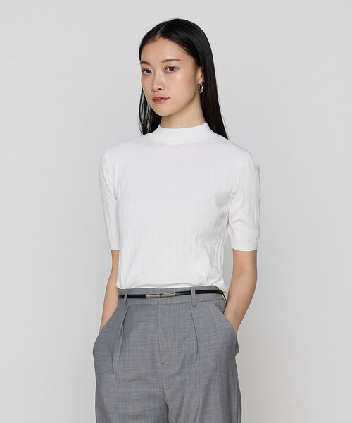 COMME CA(コムサ)の「〔 TALLサイズ 〕 コットンダルストレッチ プルオーバー(ニット/セーター・レディース・ブラック/ミント/オフホワイト・15号)」の6枚目の写真