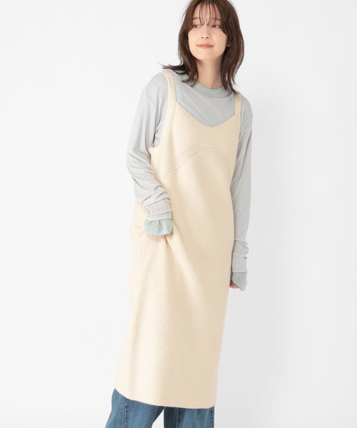 studio CLIP（スタディオクリップ）の「5ゲージニットキャミワンピース（ワンピース・レディース・チャコール/オフホワイト・FREE）」の3枚目の写真