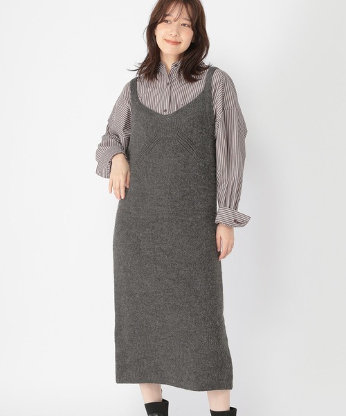 studio CLIP（スタディオクリップ）の「5ゲージニットキャミワンピース（ワンピース・レディース・チャコール/オフホワイト・FREE）」の7枚目の写真