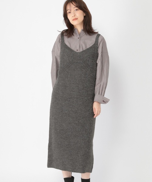 studio CLIP（スタディオクリップ）の「5ゲージニットキャミワンピース（ワンピース・レディース・チャコール/オフホワイト・FREE）」の8枚目の写真