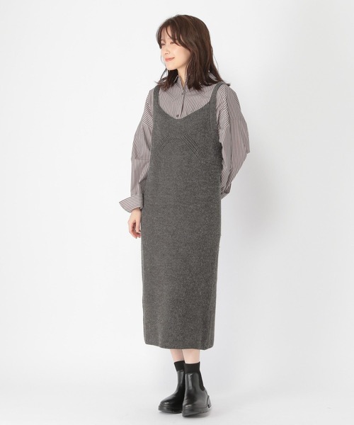 studio CLIP（スタディオクリップ）の「5ゲージニットキャミワンピース（ワンピース・レディース・チャコール/オフホワイト・FREE）」の10枚目の写真