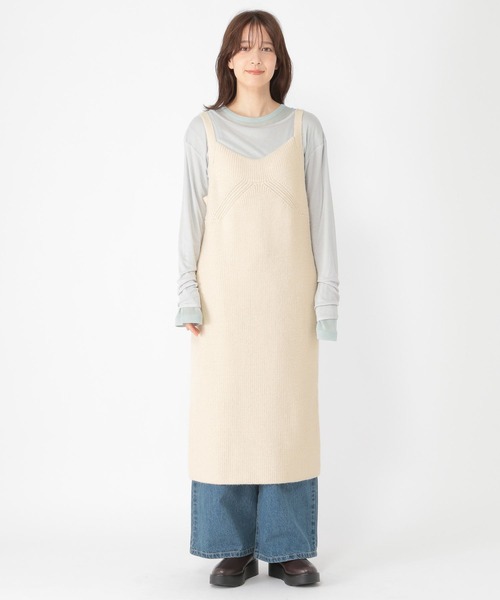 studio CLIP（スタディオクリップ）の「5ゲージニットキャミワンピース（ワンピース・レディース・チャコール/オフホワイト・FREE）」の11枚目の写真