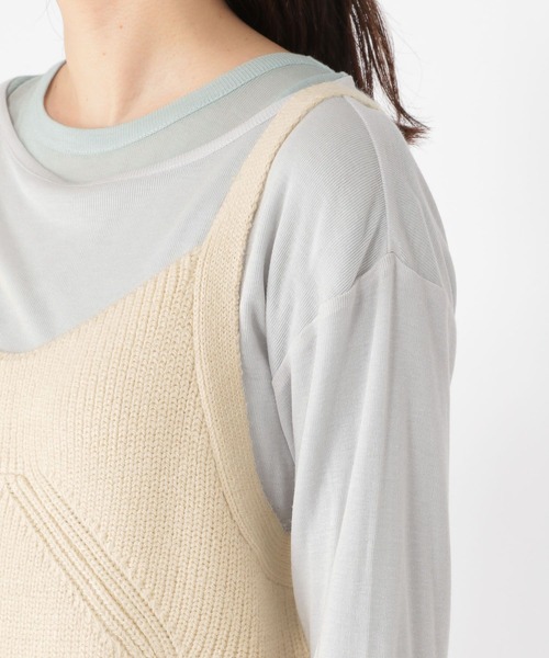 studio CLIP（スタディオクリップ）の「5ゲージニットキャミワンピース（ワンピース・レディース・チャコール/オフホワイト・FREE）」の15枚目の写真