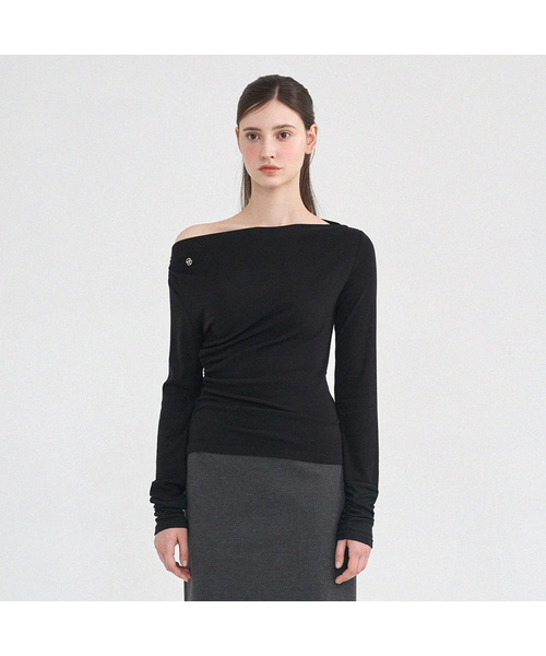 MICANE（ミケーネ）の「メディワンショルダーティ（Tシャツ/カットソー・レディース・ライトグレー/ブラック・SMALL/MEDIUM/LARGE/X-LARGE）」の2枚目の写真
