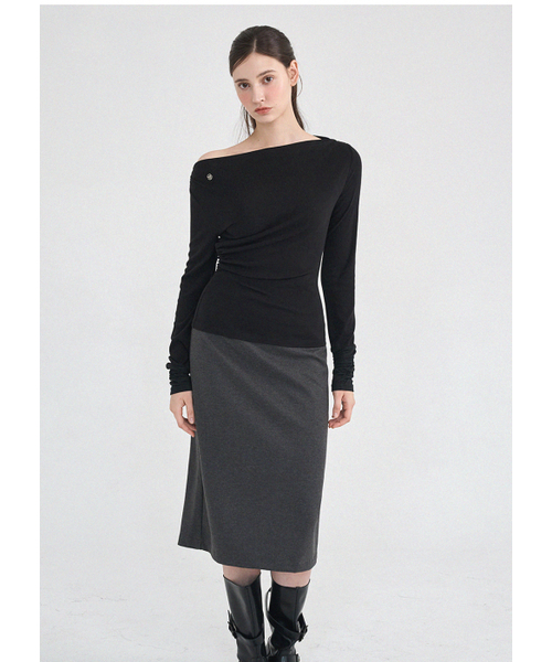 MICANE（ミケーネ）の「メディワンショルダーティ（Tシャツ/カットソー・レディース・ライトグレー/ブラック・SMALL/MEDIUM/LARGE/X-LARGE）」の3枚目の写真