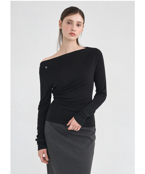 MICANE（ミケーネ）の「メディワンショルダーティ（Tシャツ/カットソー・レディース・ライトグレー/ブラック・SMALL/MEDIUM/LARGE/X-LARGE）」の5枚目の写真