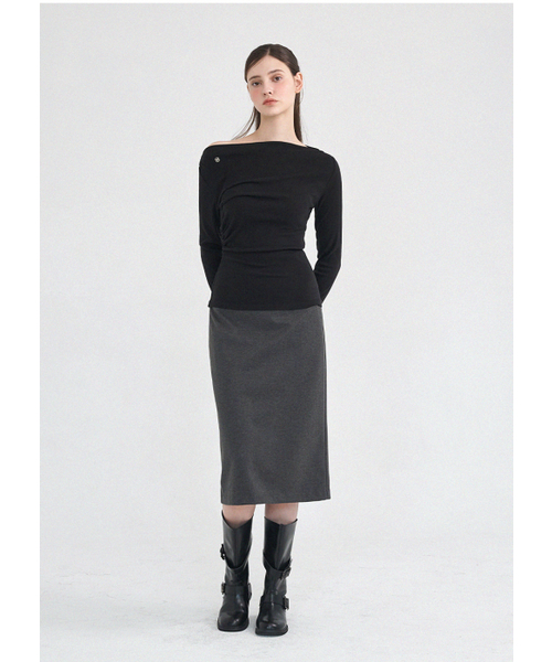 MICANE（ミケーネ）の「メディワンショルダーティ（Tシャツ/カットソー・レディース・ライトグレー/ブラック・SMALL/MEDIUM/LARGE/X-LARGE）」の6枚目の写真