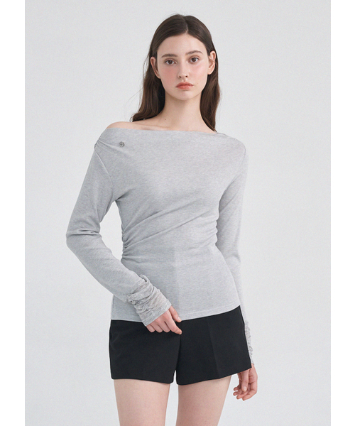 MICANE（ミケーネ）の「メディワンショルダーティ（Tシャツ/カットソー・レディース・ライトグレー/ブラック・SMALL/MEDIUM/LARGE/X-LARGE）」の14枚目の写真