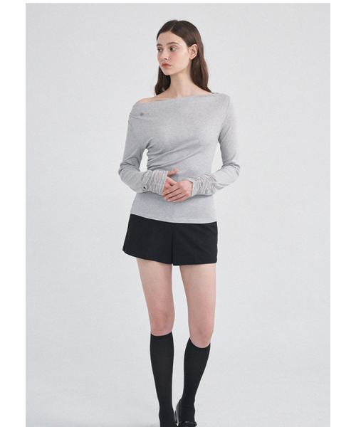MICANE（ミケーネ）の「メディワンショルダーティ（Tシャツ/カットソー・レディース・ライトグレー/ブラック・SMALL/MEDIUM/LARGE/X-LARGE）」の15枚目の写真