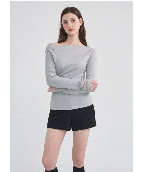 MICANE（ミケーネ）の「メディワンショルダーティ（Tシャツ/カットソー・レディース・ライトグレー/ブラック・SMALL/MEDIUM/LARGE/X-LARGE）」の17枚目の写真