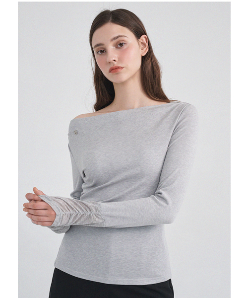 MICANE（ミケーネ）の「メディワンショルダーティ（Tシャツ/カットソー・レディース・ライトグレー/ブラック・SMALL/MEDIUM/LARGE/X-LARGE）」の19枚目の写真