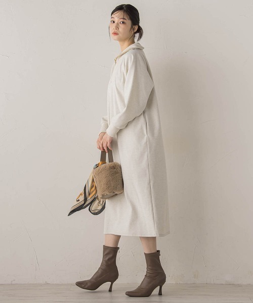 Droite lautreamont（ドロワットロートレアモン）の「【WEB限定】圧縮起毛ステンニットワンピース≪手洗い可能≫（ワンピース・レディース・ライトグレー/オフホワイト/ブラウン・M）」の14枚目の写真