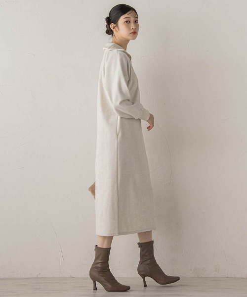 Droite lautreamont（ドロワットロートレアモン）の「【WEB限定】圧縮起毛ステンニットワンピース≪手洗い可能≫（ワンピース・レディース・ライトグレー/オフホワイト/ブラウン・M）」の4枚目の写真