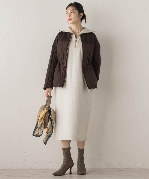 Droite lautreamont（ドロワットロートレアモン）の「【WEB限定】圧縮起毛ステンニットワンピース≪手洗い可能≫（ワンピース・レディース・ライトグレー/オフホワイト/ブラウン・M）」の8枚目の写真