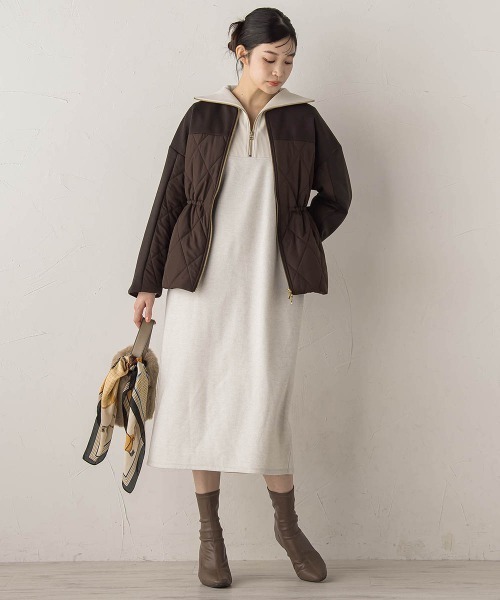 Droite lautreamont（ドロワットロートレアモン）の「【WEB限定】圧縮起毛ステンニットワンピース≪手洗い可能≫（ワンピース・レディース・ライトグレー/オフホワイト/ブラウン・M）」の9枚目の写真