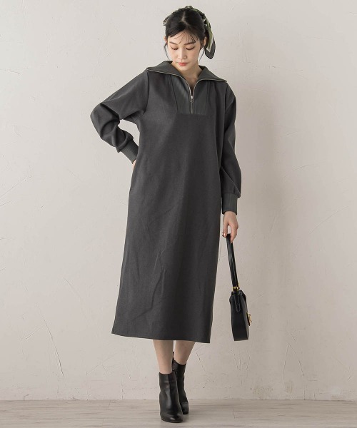 Droite lautreamont（ドロワットロートレアモン）の「【WEB限定】圧縮起毛ステンニットワンピース≪手洗い可能≫（ワンピース・レディース・ライトグレー/オフホワイト/ブラウン・M）」の17枚目の写真