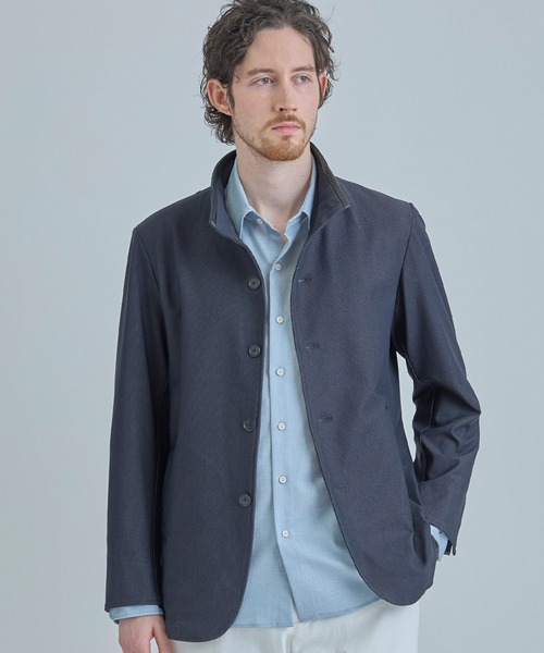 MEN'S BIGI（メンズビギ）の「シャンブレー調ハイテンショントリコット スタンドカラーブルゾン＜ストレッチ＞＜接触冷感/速乾/UVカット＞（ブルゾン・メンズ・オフホワイト/チャコールグレー/ネイビー・01/02/03/04）」の3枚目の写真