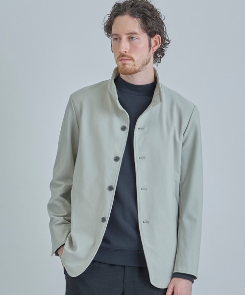 MEN'S BIGI（メンズビギ）の「シャンブレー調ハイテンショントリコット スタンドカラーブルゾン＜ストレッチ＞＜接触冷感/速乾/UVカット＞（ブルゾン・メンズ・オフホワイト/チャコールグレー/ネイビー・01/02/03/04）」の2枚目の写真