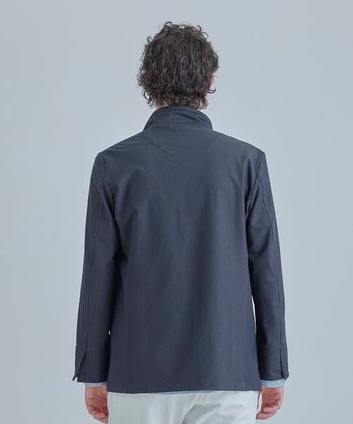 MEN'S BIGI（メンズビギ）の「シャンブレー調ハイテンショントリコット スタンドカラーブルゾン＜ストレッチ＞＜接触冷感/速乾/UVカット＞（ブルゾン・メンズ・オフホワイト/チャコールグレー/ネイビー・01/02/03/04）」の4枚目の写真