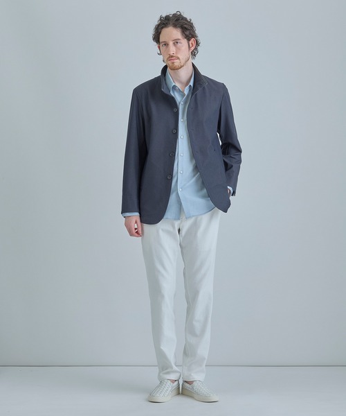 MEN'S BIGI（メンズビギ）の「シャンブレー調ハイテンショントリコット スタンドカラーブルゾン＜ストレッチ＞＜接触冷感/速乾/UVカット＞（ブルゾン・メンズ・オフホワイト/チャコールグレー/ネイビー・01/02/03/04）」の19枚目の写真