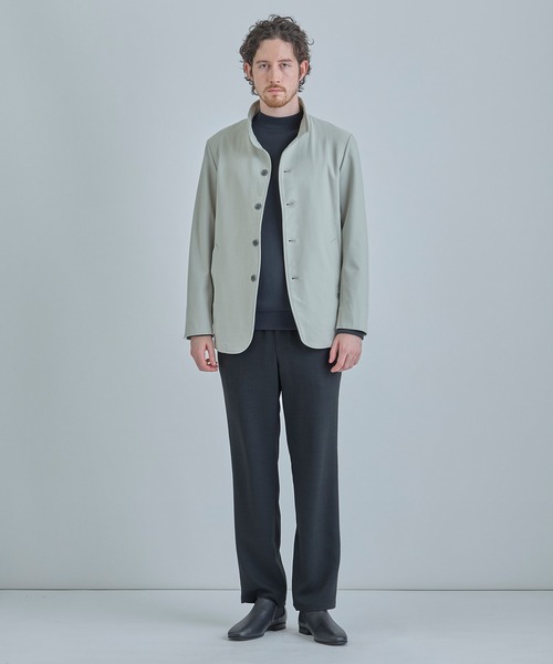 MEN'S BIGI（メンズビギ）の「シャンブレー調ハイテンショントリコット スタンドカラーブルゾン＜ストレッチ＞＜接触冷感/速乾/UVカット＞（ブルゾン・メンズ・オフホワイト/チャコールグレー/ネイビー・01/02/03/04）」の18枚目の写真