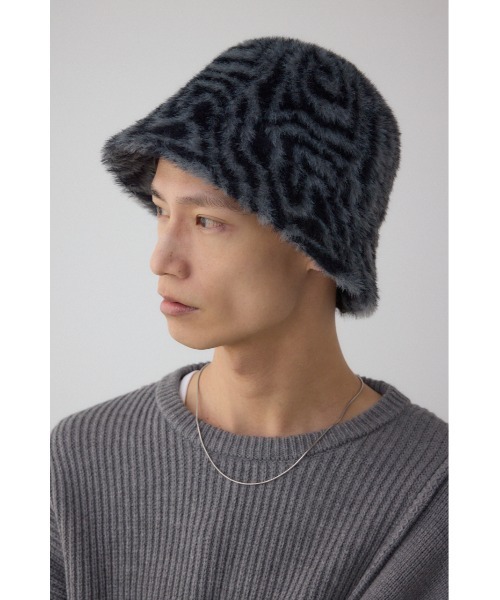 AZUL by moussy(アズールバイマウジー)の「ゼブラ柄シャギーバケハ(ハット・メンズ・ブラック系その他/グリーン系その他2・FREE)」の3枚目の写真