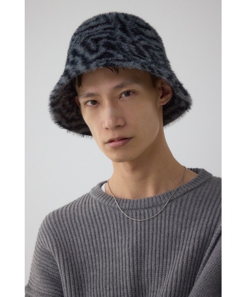 AZUL by moussy(アズールバイマウジー)の「ゼブラ柄シャギーバケハ(ハット・メンズ・ブラック系その他/グリーン系その他2・FREE)」の4枚目の写真