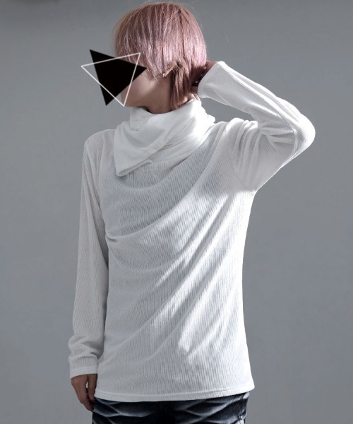 Bernings Sho(バーニングショー)の「『Bernings Sho/バーニングショー』BGベロアテレコドレープタートル長袖Tシャツ(Tシャツ/カットソー・メンズ・ブラック/ホワイト・XL/L/M)」の2枚目の写真