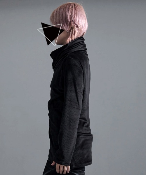 Bernings Sho(バーニングショー)の「『Bernings Sho/バーニングショー』BGベロアテレコドレープタートル長袖Tシャツ(Tシャツ/カットソー・メンズ・ブラック/ホワイト・XL/L/M)」の12枚目の写真
