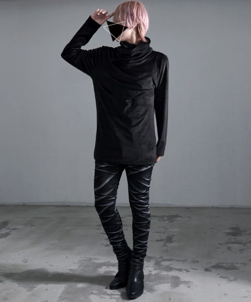 Bernings Sho(バーニングショー)の「『Bernings Sho/バーニングショー』BGベロアテレコドレープタートル長袖Tシャツ(Tシャツ/カットソー・メンズ・ブラック/ホワイト・XL/L/M)」の14枚目の写真