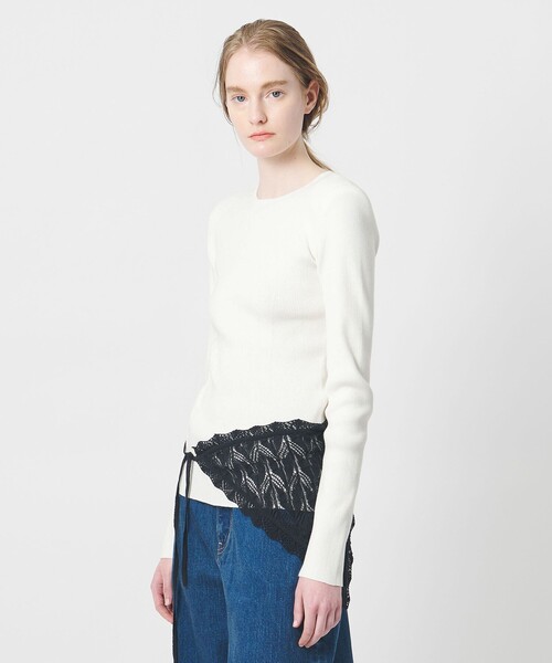 AEWEN MATOPH（イウエン マトフ）の「＜AEWEN MATOPH＞コットンカシミヤミックス ショルダーパッドニット（ニット/セーター・レディース・ライラック/ブラック/ホワイト・FREE）」の4枚目の写真