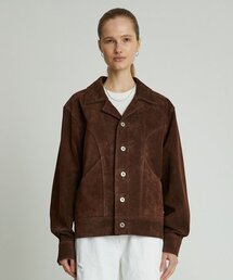 Suede Trucker Jacket (Dark Brown)