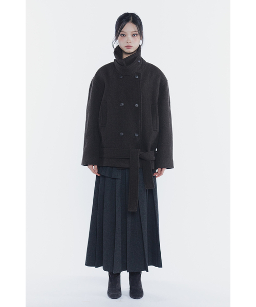 PAIN OR PLEASURE（ペインオアプレジャー）の「AMBER BELTED DOUBLE COAT brown（チェスターコート・レディース・その他・ONE SIZE）」の2枚目の写真