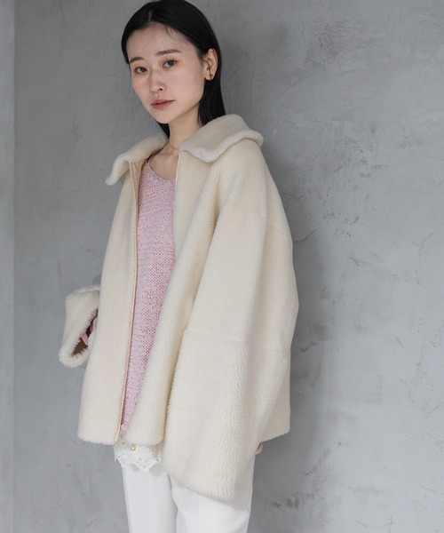 A part by（アパートバイ）の「リバーシブルボアジャケット（ブルゾン・レディース・グレー/チャコールグレー/アイボリー・MEDIUM/SMALL）」の9枚目の写真