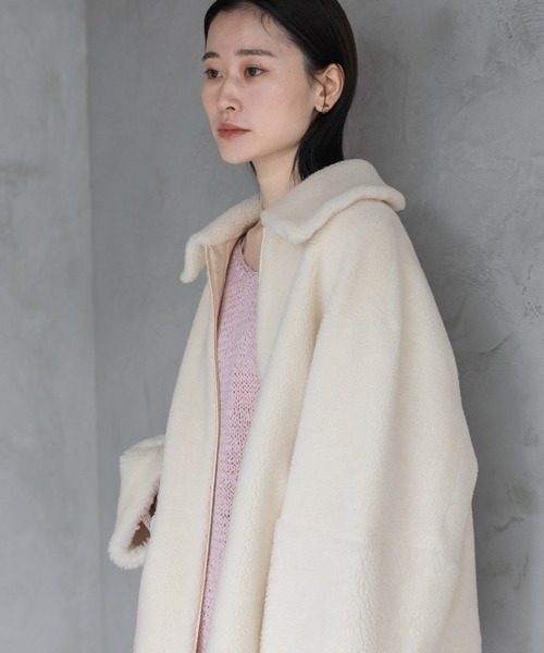 A part by（アパートバイ）の「リバーシブルボアジャケット（ブルゾン・レディース・グレー/チャコールグレー/アイボリー・MEDIUM/SMALL）」の10枚目の写真