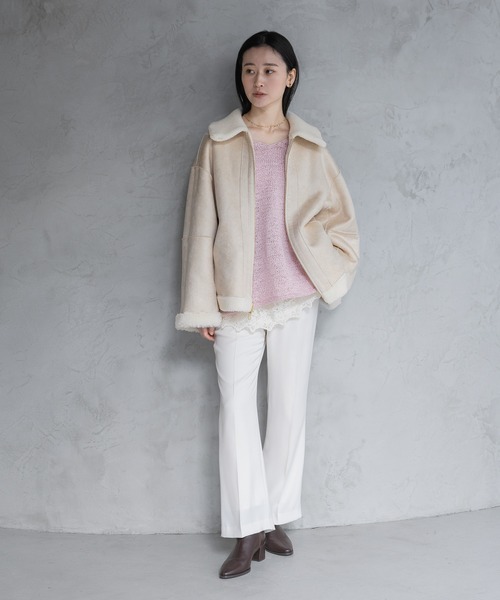 A part by（アパートバイ）の「リバーシブルボアジャケット（ブルゾン・レディース・グレー/チャコールグレー/アイボリー・MEDIUM/SMALL）」の19枚目の写真