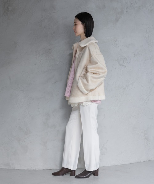 A part by（アパートバイ）の「リバーシブルボアジャケット（ブルゾン・レディース・グレー/チャコールグレー/アイボリー・MEDIUM/SMALL）」の21枚目の写真