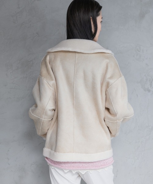 A part by（アパートバイ）の「リバーシブルボアジャケット（ブルゾン・レディース・グレー/チャコールグレー/アイボリー・MEDIUM/SMALL）」の18枚目の写真