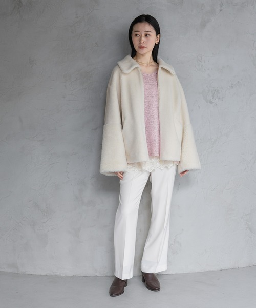 A part by（アパートバイ）の「リバーシブルボアジャケット（ブルゾン・レディース・グレー/チャコールグレー/アイボリー・MEDIUM/SMALL）」の12枚目の写真