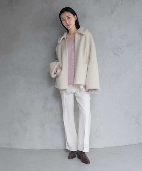 A part by（アパートバイ）の「リバーシブルボアジャケット（ブルゾン・レディース・グレー/チャコールグレー/アイボリー・MEDIUM/SMALL）」の13枚目の写真