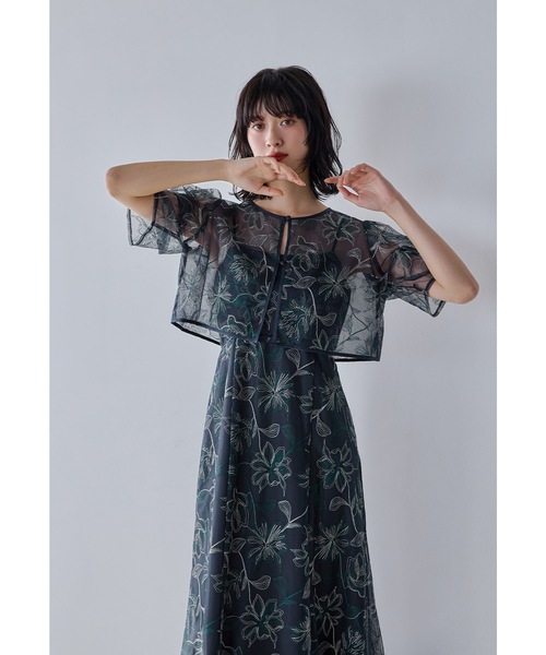 niana（ニアナ）の「タックスリーブエンブロイダリードレス 2点セット ボレロ キャミワンピース 結婚式 成人式 二次会 同窓会 入学式 卒業式 パーティードレス オケージョンドレス お呼ばれ（ドレス・レディース・ブルー/カーキ/ベージュ/ネイビー・S/M/L）」の22枚目の写真