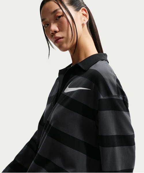 NIKE(ナイキ)の「NIKE AS W NSW PREP TOP / ナイキ ウィメンズ プレップ L/S トップ【SP】(ポロシャツ・レディース・ベージュ/グレー・S/M/L)」の4枚目の写真