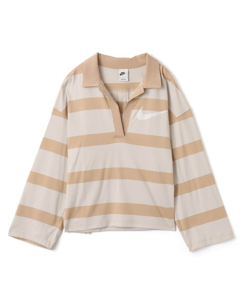 NIKE(ナイキ)の「NIKE AS W NSW PREP TOP / ナイキ ウィメンズ プレップ L/S トップ【SP】(ポロシャツ・レディース・ベージュ/グレー・S/M/L)」の13枚目の写真