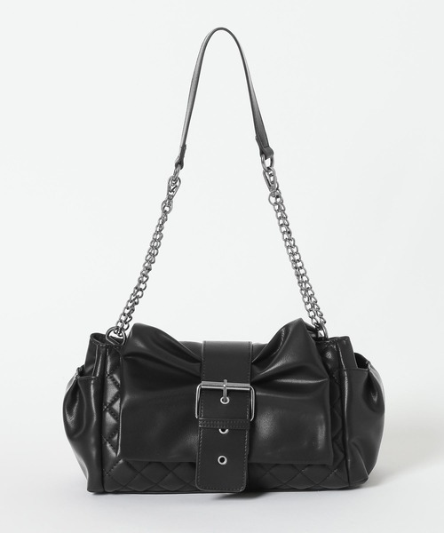 Heather（ヘザー）の「BIGフトリボンベルトBAG　638754（ショルダーバッグ・レディース・ベージュ系/ピンク系/ブラック・ONE SIZE）」の2枚目の写真