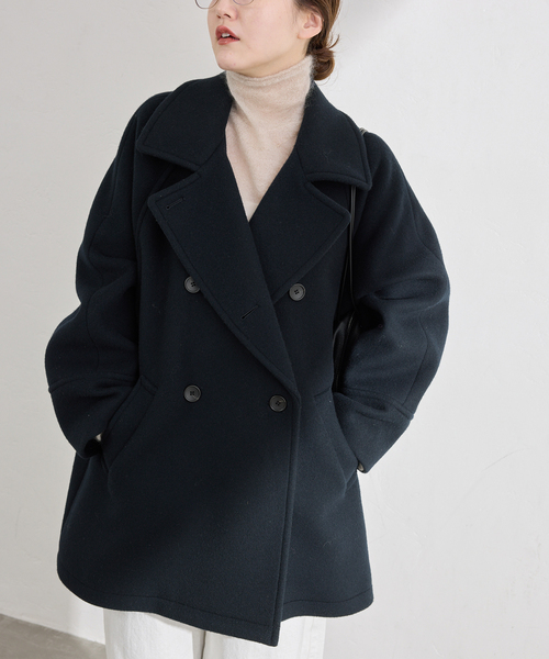 IENA（イエナ）の「ダブルブレストハーフコート（その他アウター・レディース・ネイビー/ベージュ/ブラウン・38/36/34）」の5枚目の写真