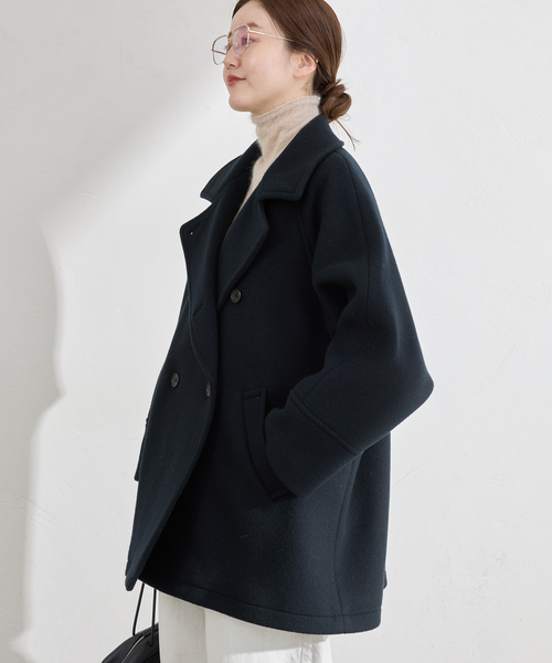 IENA（イエナ）の「ダブルブレストハーフコート（その他アウター・レディース・ネイビー/ベージュ/ブラウン・38/36/34）」の6枚目の写真